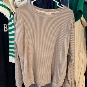Cozy Ribbed Knit Sweater in Taupe